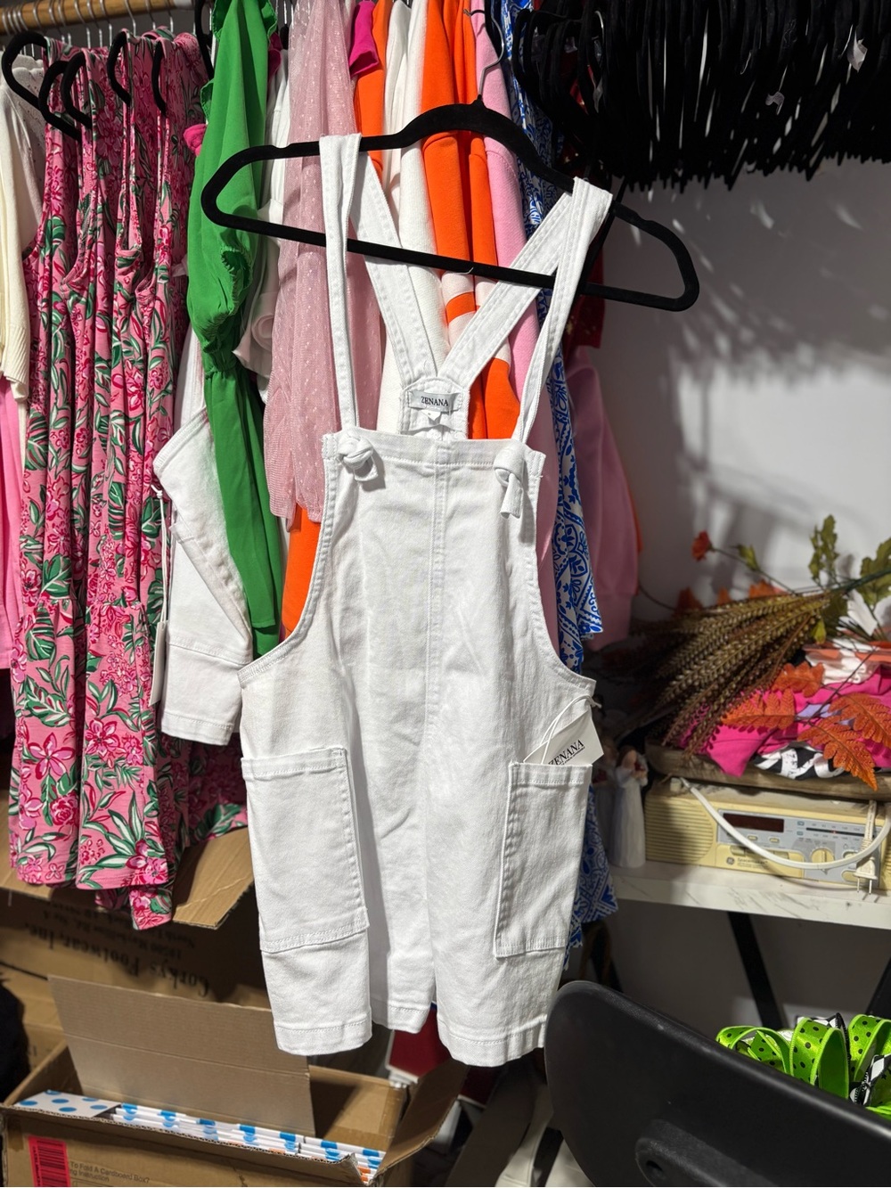 Zenana Outfitters White Short Overall Romper